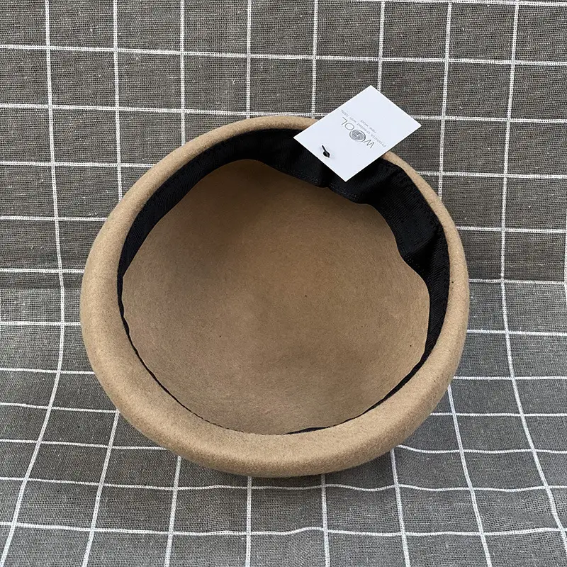 Women Woolen Beret Autumn Winter Plain Black — feature 12