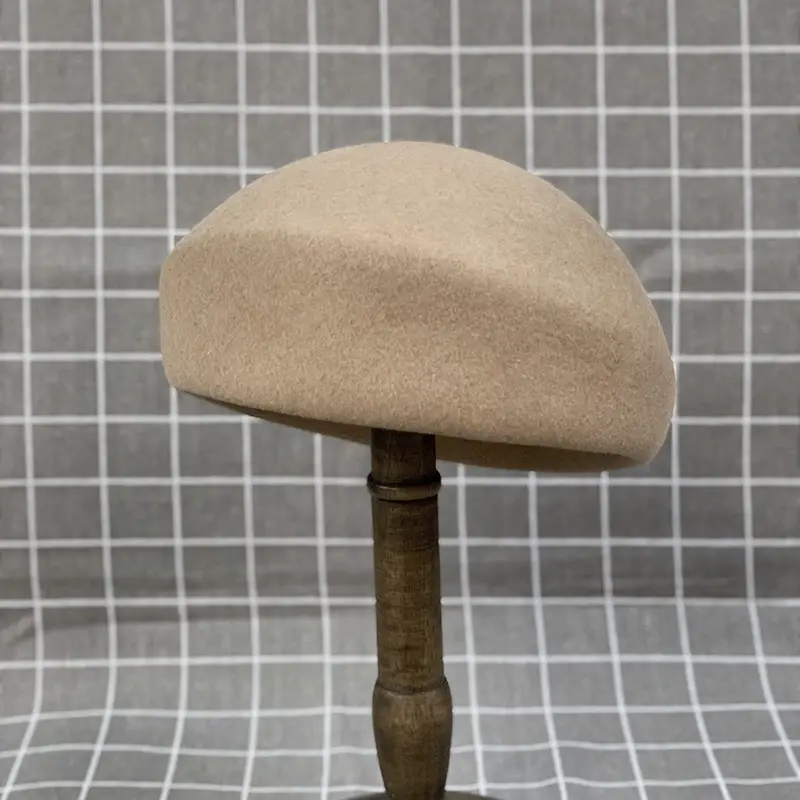 Women Woolen Beret Autumn Winter Plain Black — feature 7