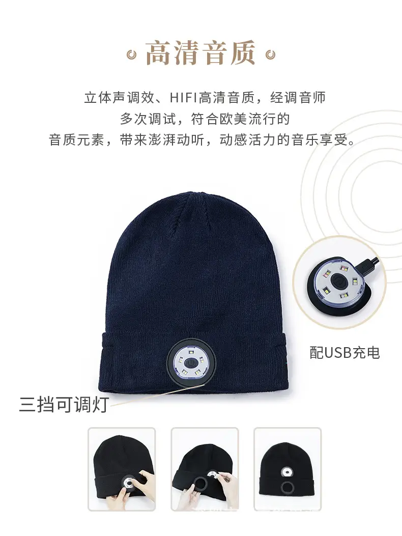 Wireless Bluetooth Headset with LED Light Cap — feature 5