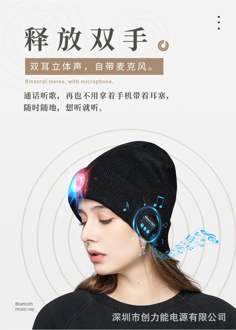 Wireless Bluetooth Headset with LED Light Cap — feature 6