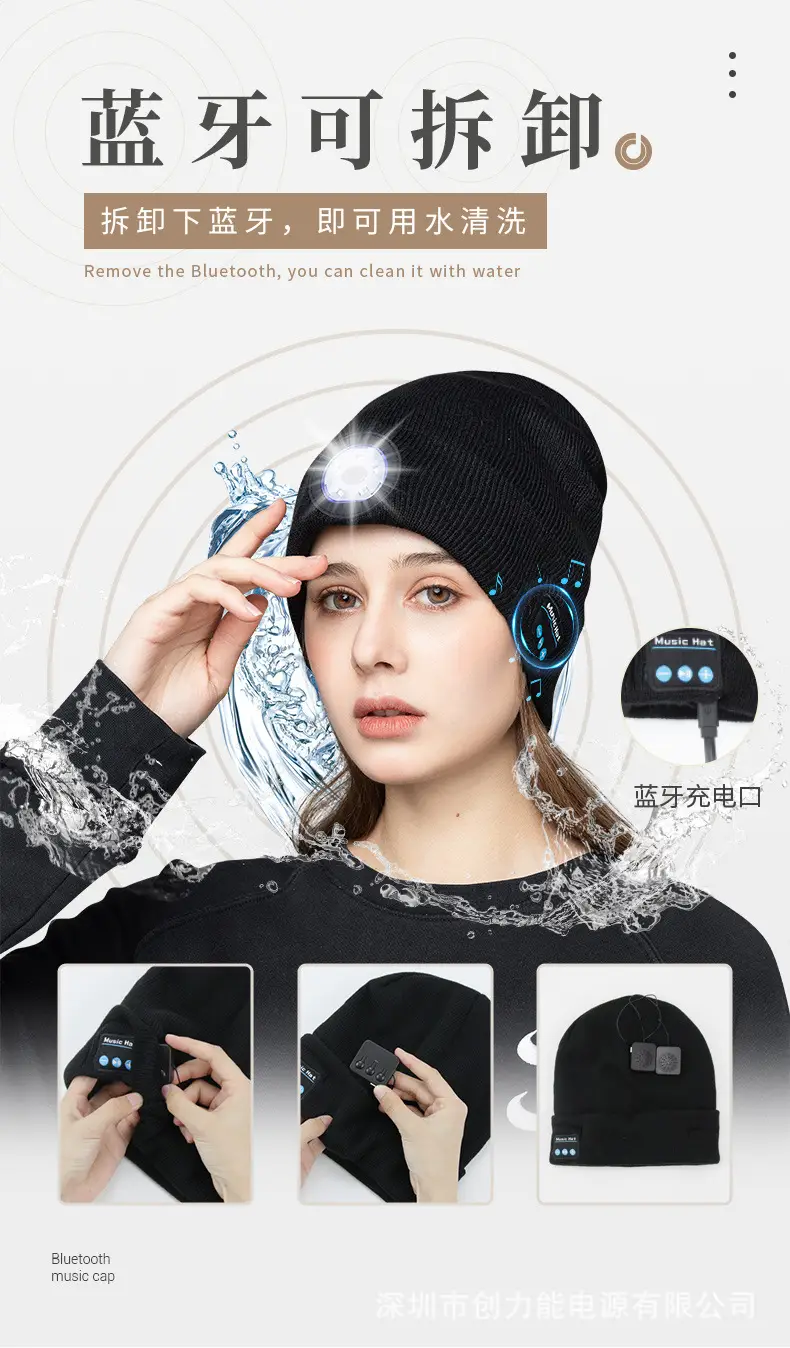 Wireless Bluetooth Headset with LED Light Cap — feature 8