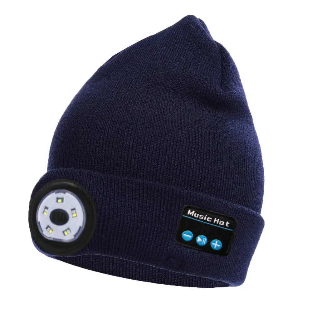 Wireless Bluetooth Headset with LED Light Cap
