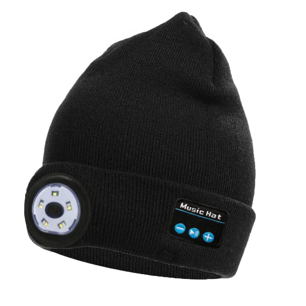 Wireless Bluetooth Headset with LED Light Cap