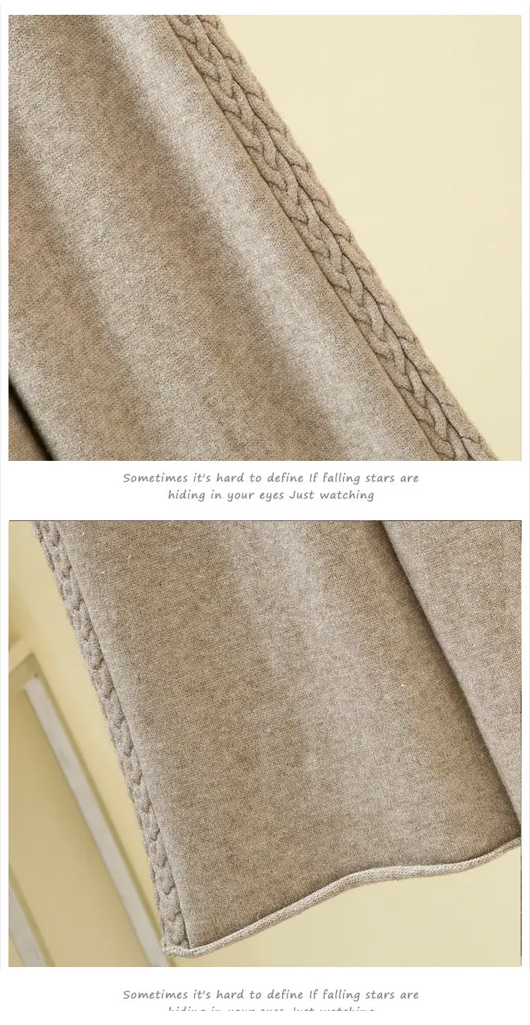 Women Knitted Wide Leg Pants Grey Loose Fit Autumn Winter — feature 7