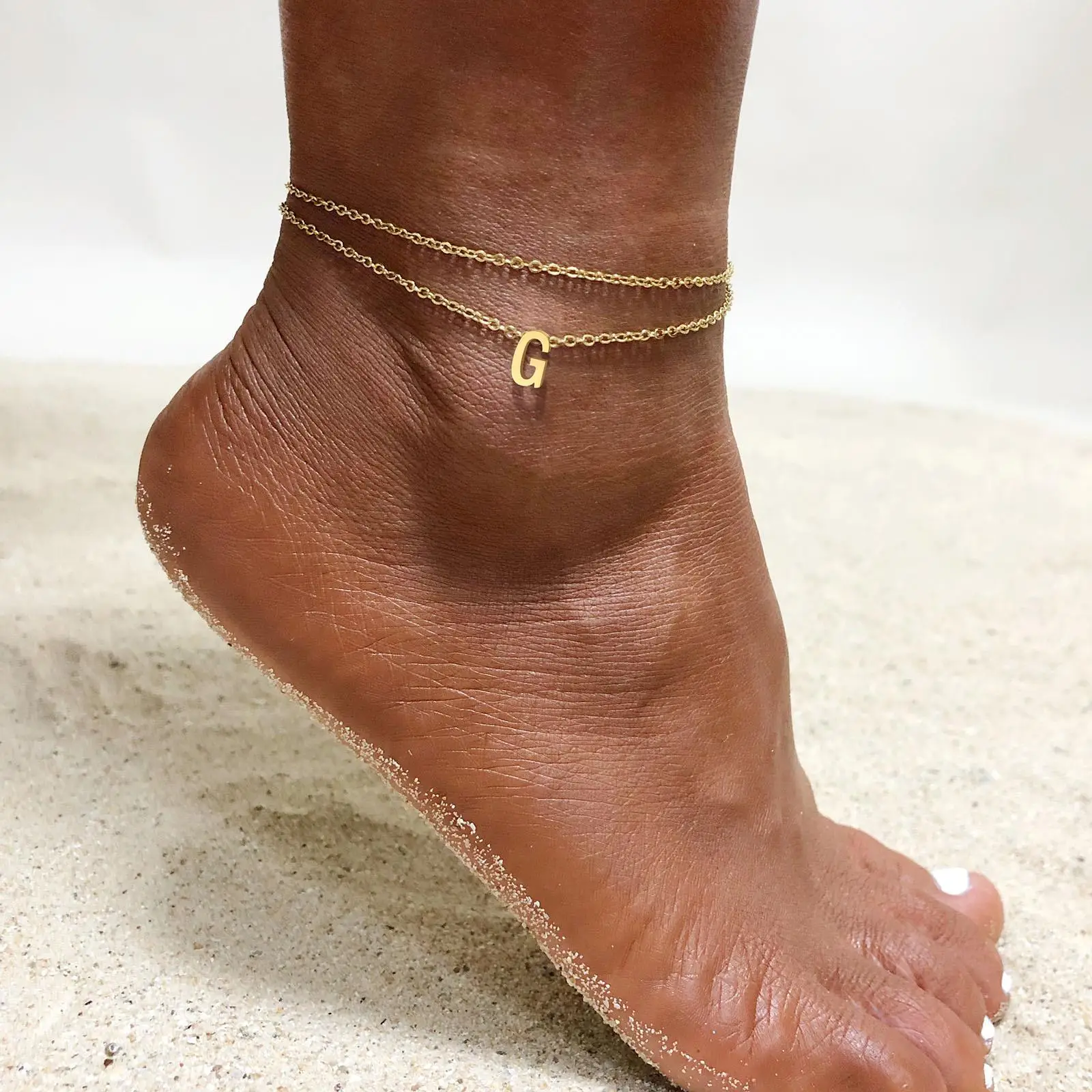 Gold Double Layer Anklet for Women Summer - Image 3