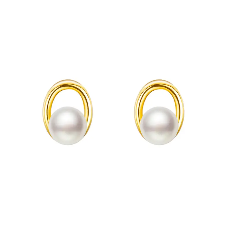 Women's Gold Pearl Geometric Earrings Light Luxury