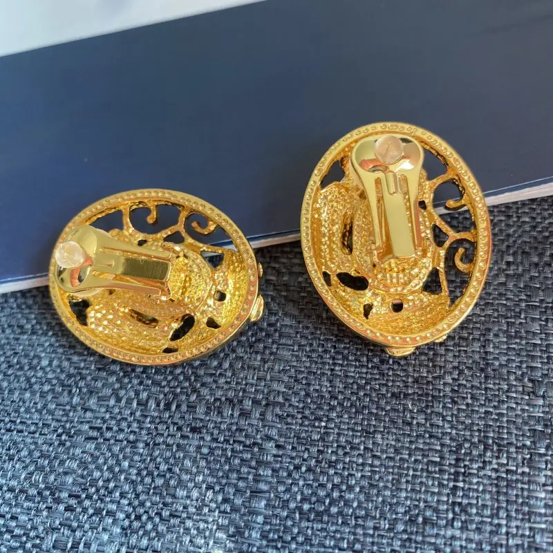 Mid-ancient Blue Diamond Stud Earrings with Geometric Design