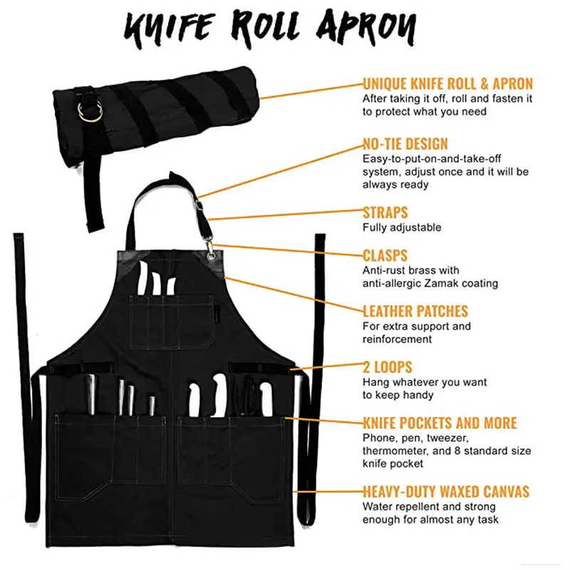 Cross-border waterproof apron with multi-pocket BBQ hair stylist overalls — feature 10