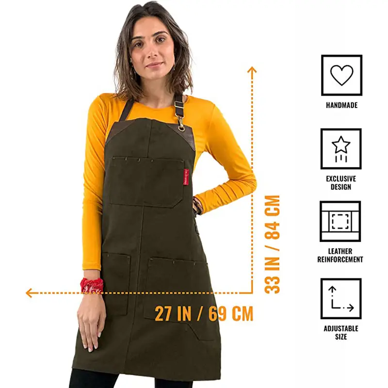 Cross-border waterproof apron with multi-pocket BBQ hair stylist overalls — feature 13