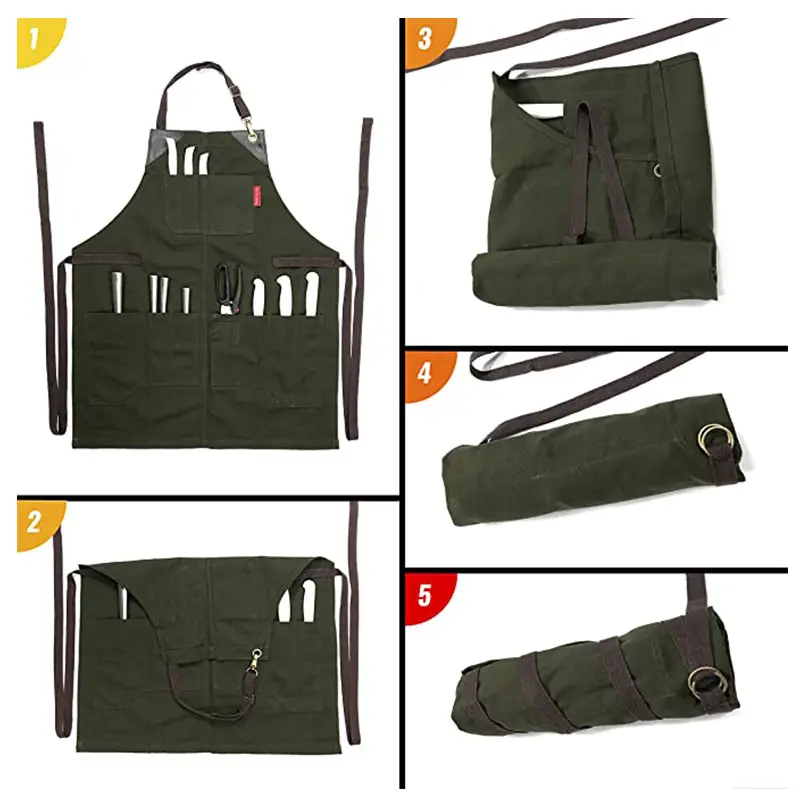 Cross-border waterproof apron with multi-pocket BBQ hair stylist overalls — feature 14