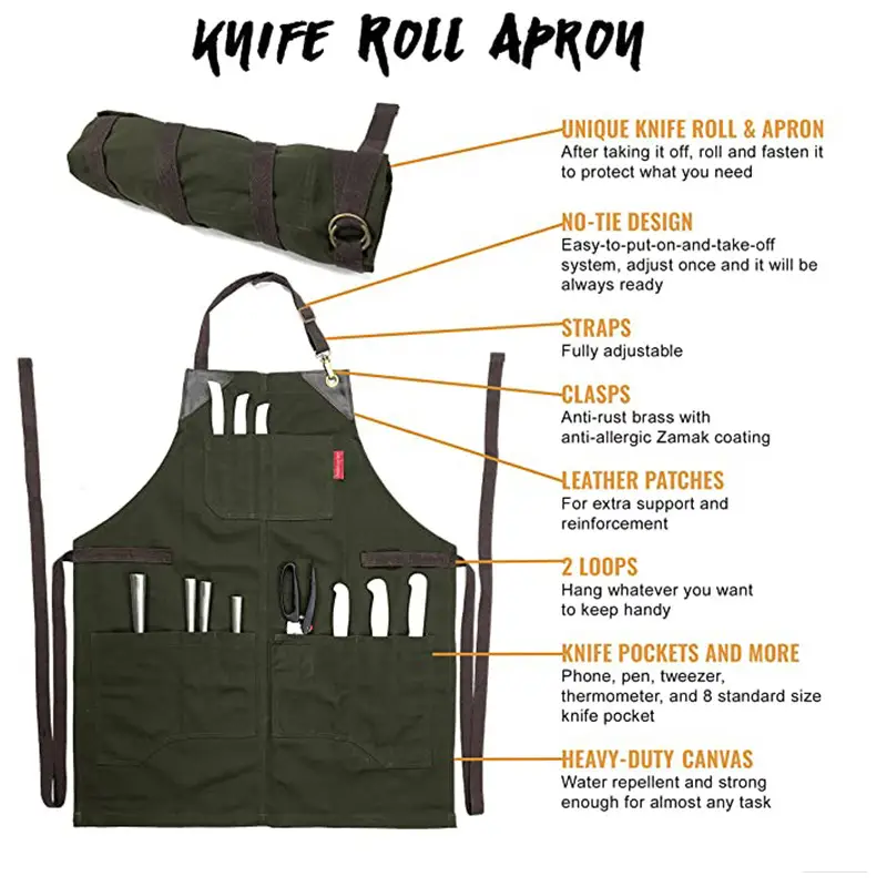 Cross-border waterproof apron with multi-pocket BBQ hair stylist overalls — feature 15