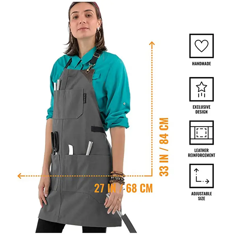 Cross-border waterproof apron with multi-pocket BBQ hair stylist overalls — feature 18