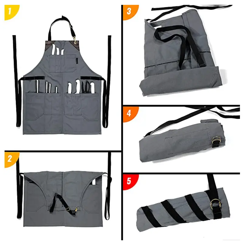 Cross-border waterproof apron with multi-pocket BBQ hair stylist overalls — feature 19