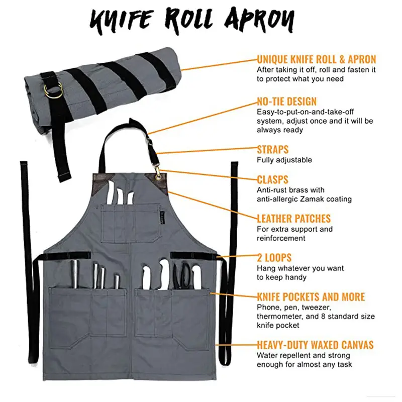 Cross-border waterproof apron with multi-pocket BBQ hair stylist overalls — feature 20