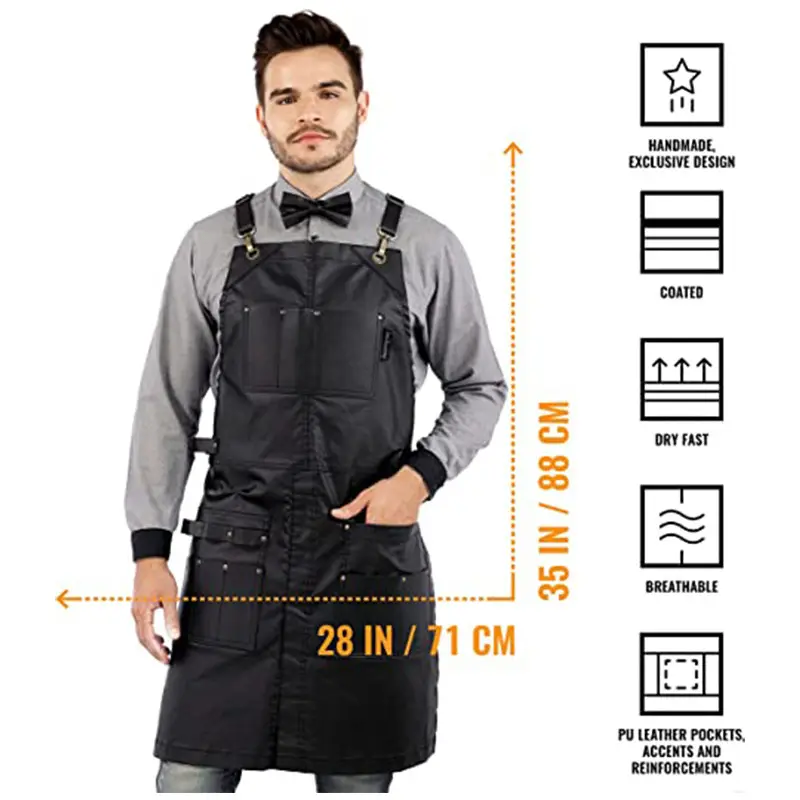 Cross-border waterproof apron with multi-pocket BBQ hair stylist overalls — feature 23
