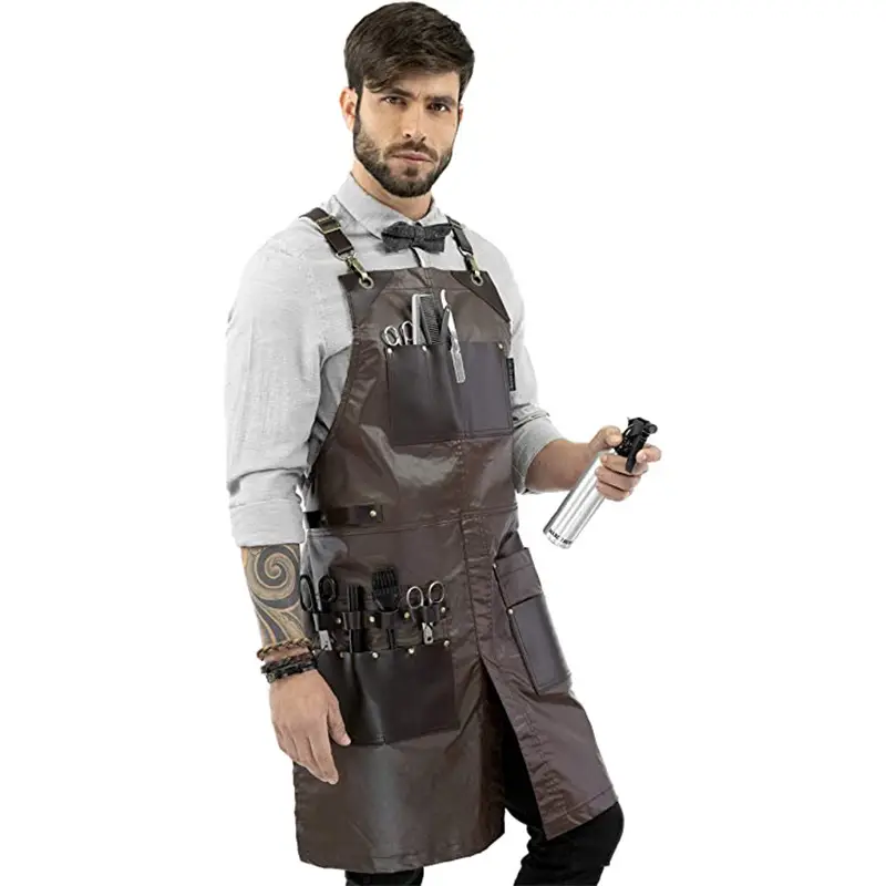 Cross-border waterproof apron with multi-pocket BBQ hair stylist overalls — feature 25