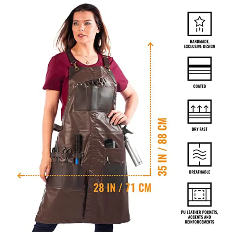 Cross-border waterproof apron with multi-pocket BBQ hair stylist overalls — feature 27