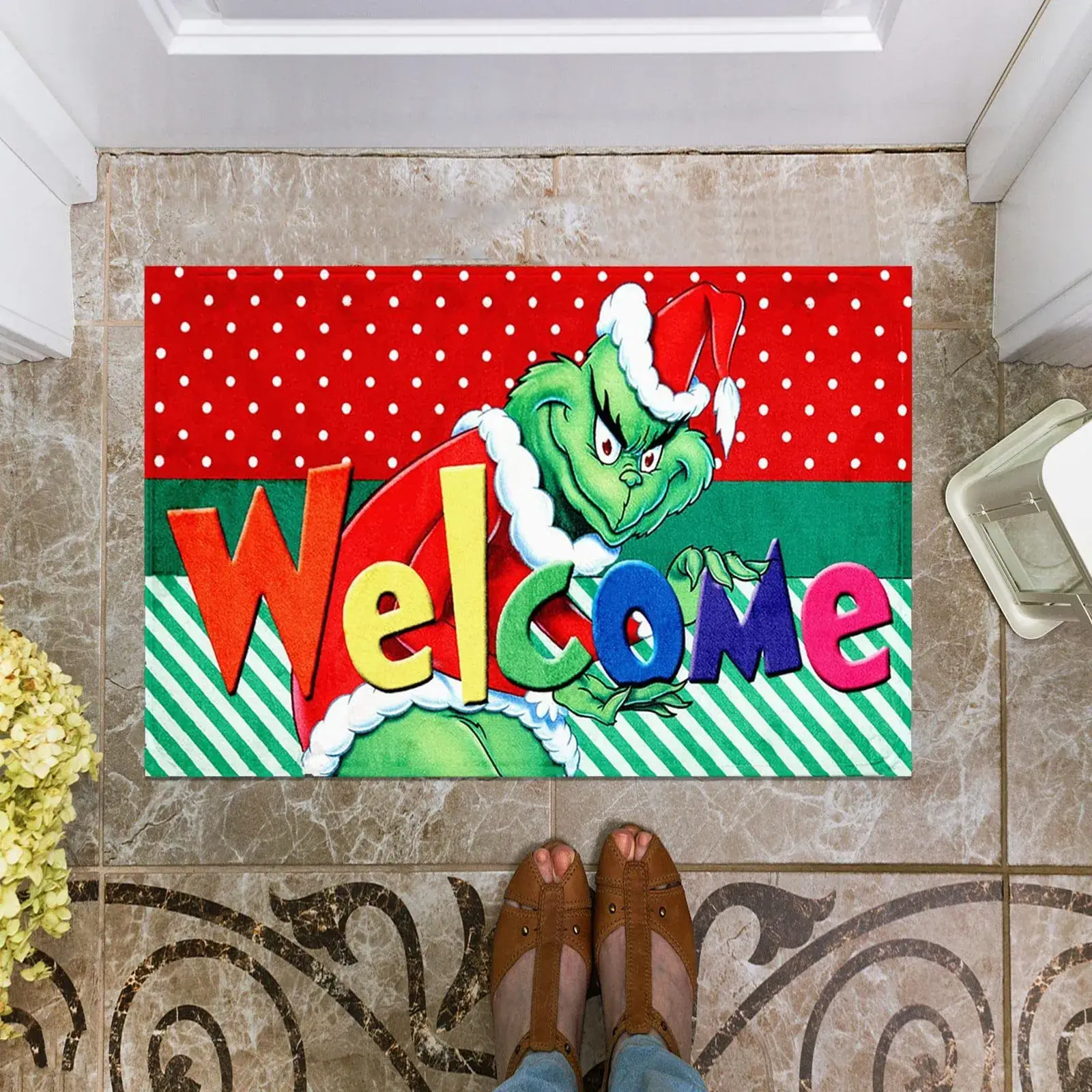 Grinch Christmas Floor Mat Green Clown Decor - Image 11