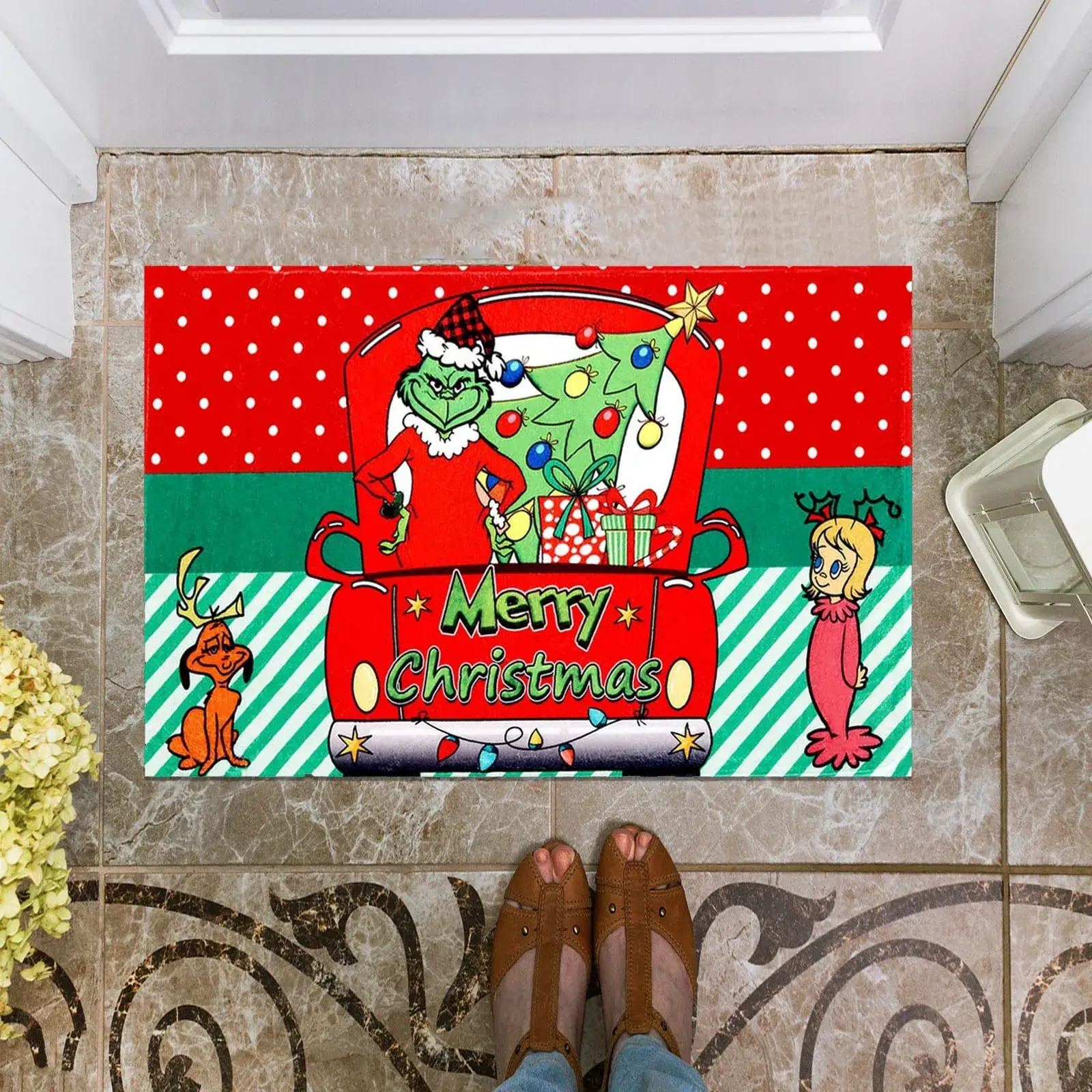 Grinch Christmas Floor Mat Green Clown Decor - Image 9