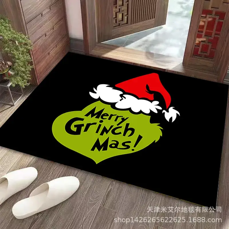 Grinch Christmas Floor Mat Green Clown Decor - Image 2