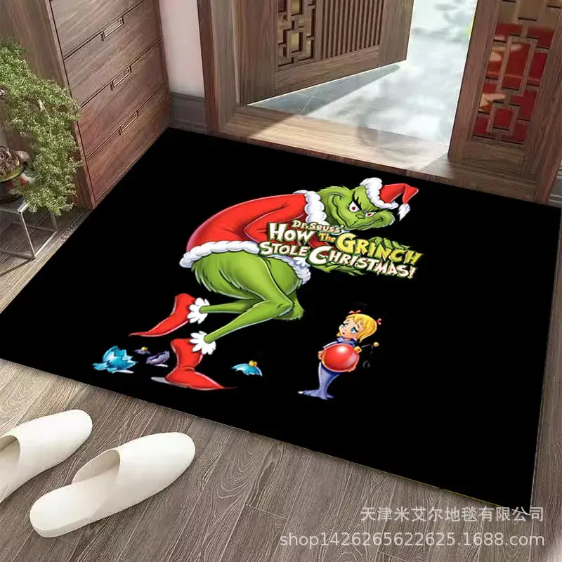Grinch Christmas Floor Mat Green Clown Decor - Image 3
