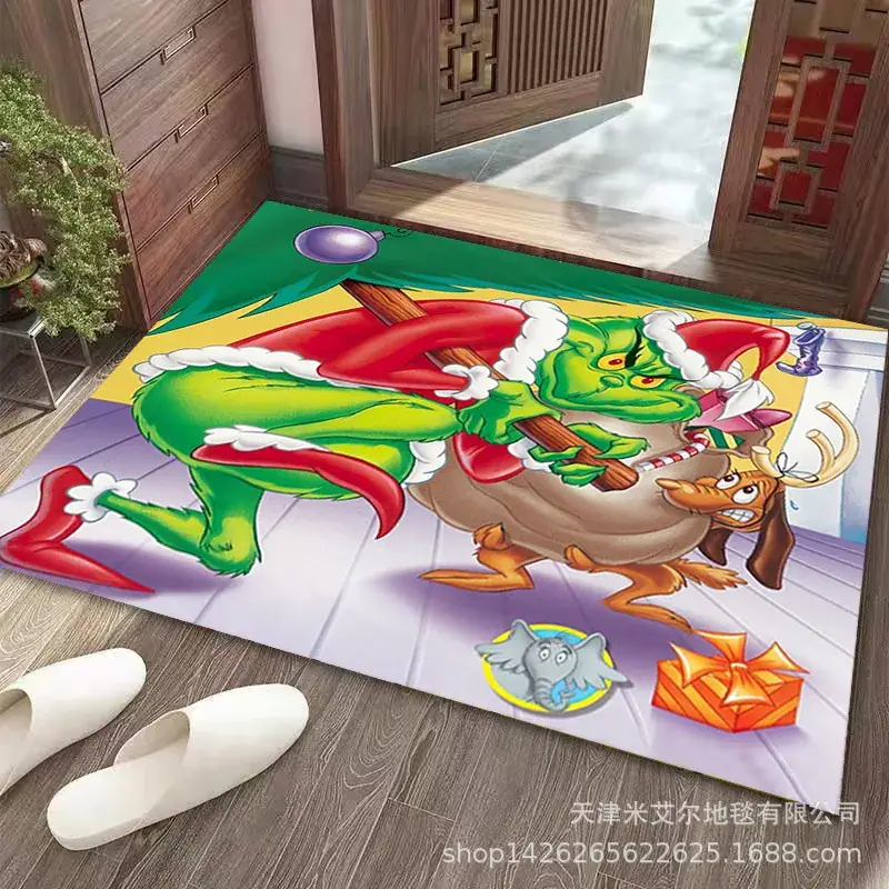 Grinch Christmas Floor Mat Green Clown Decor - Image 5