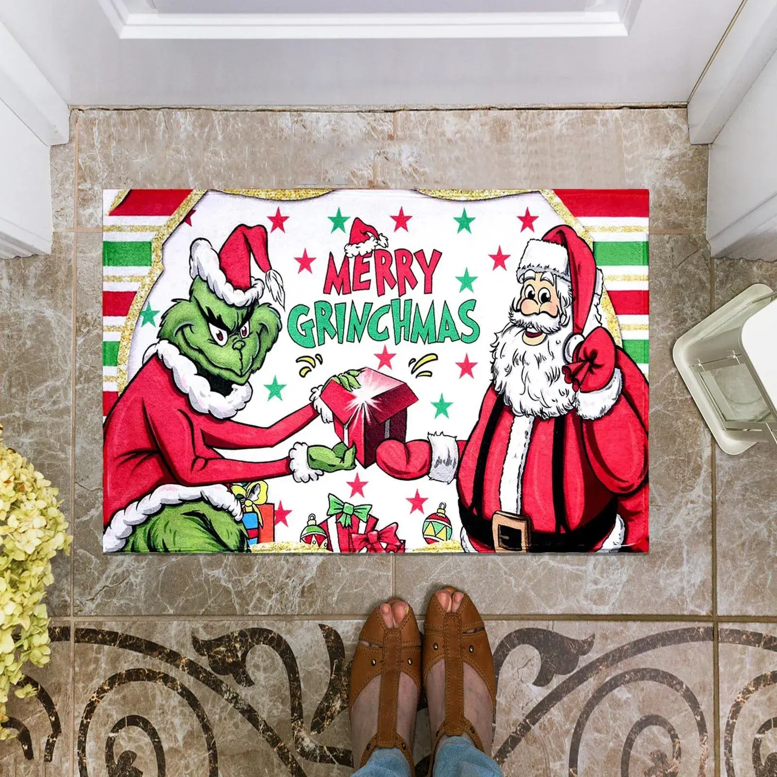 Grinch Christmas Floor Mat Green Clown Decor - Image 8