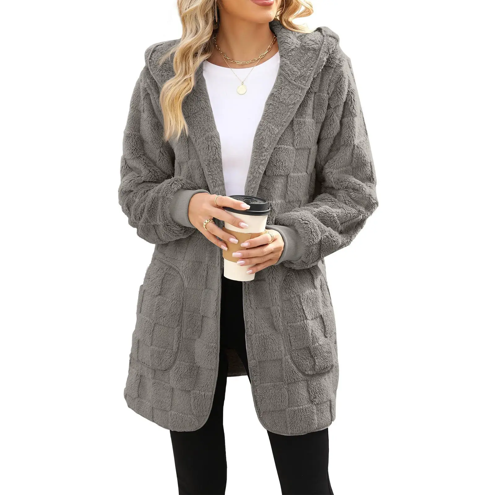 Plush Cross-Border Women's Purple Cardigan Coat - Image 9