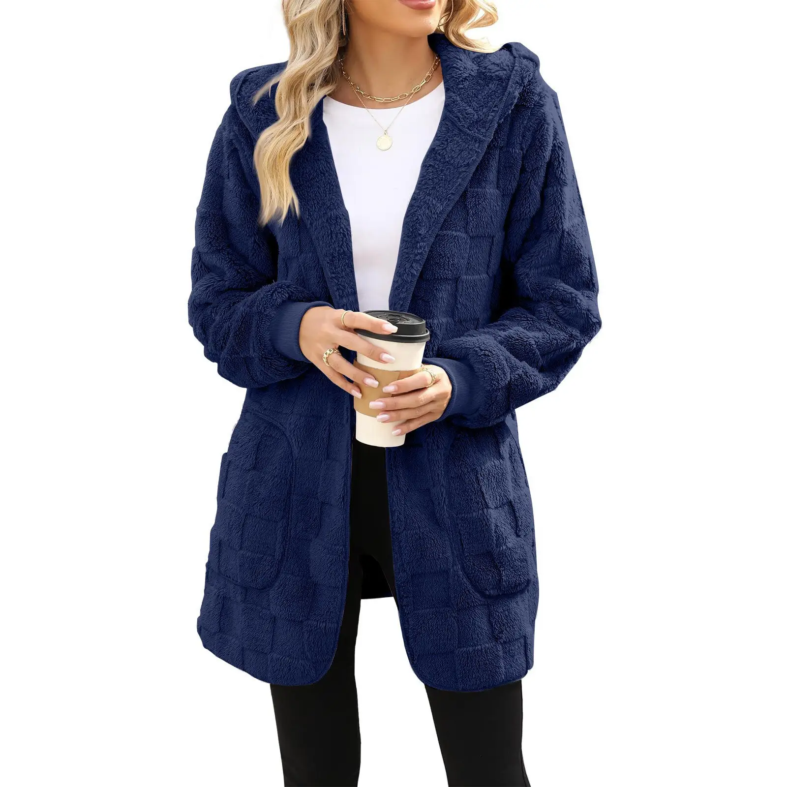 Plush Cross-Border Women's Purple Cardigan Coat - Image 6