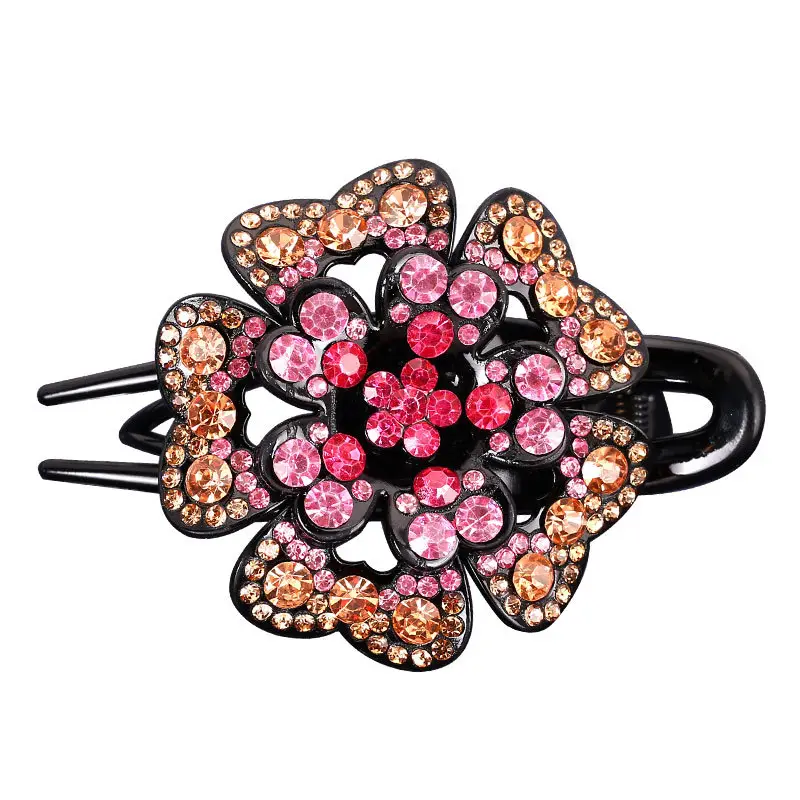 South Korean Floral Crystal Hair Clip for Women