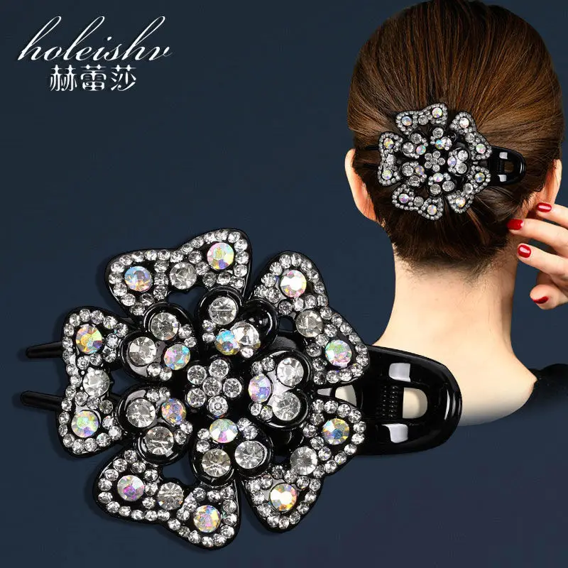 South Korean Floral Crystal Hair Clip for Women