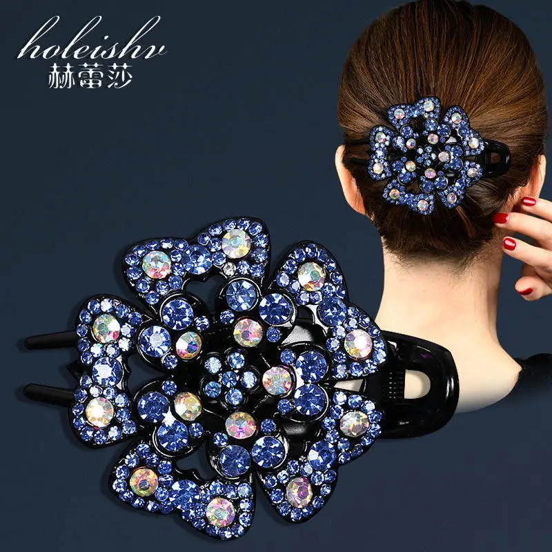 South Korean Floral Crystal Hair Clip for Women