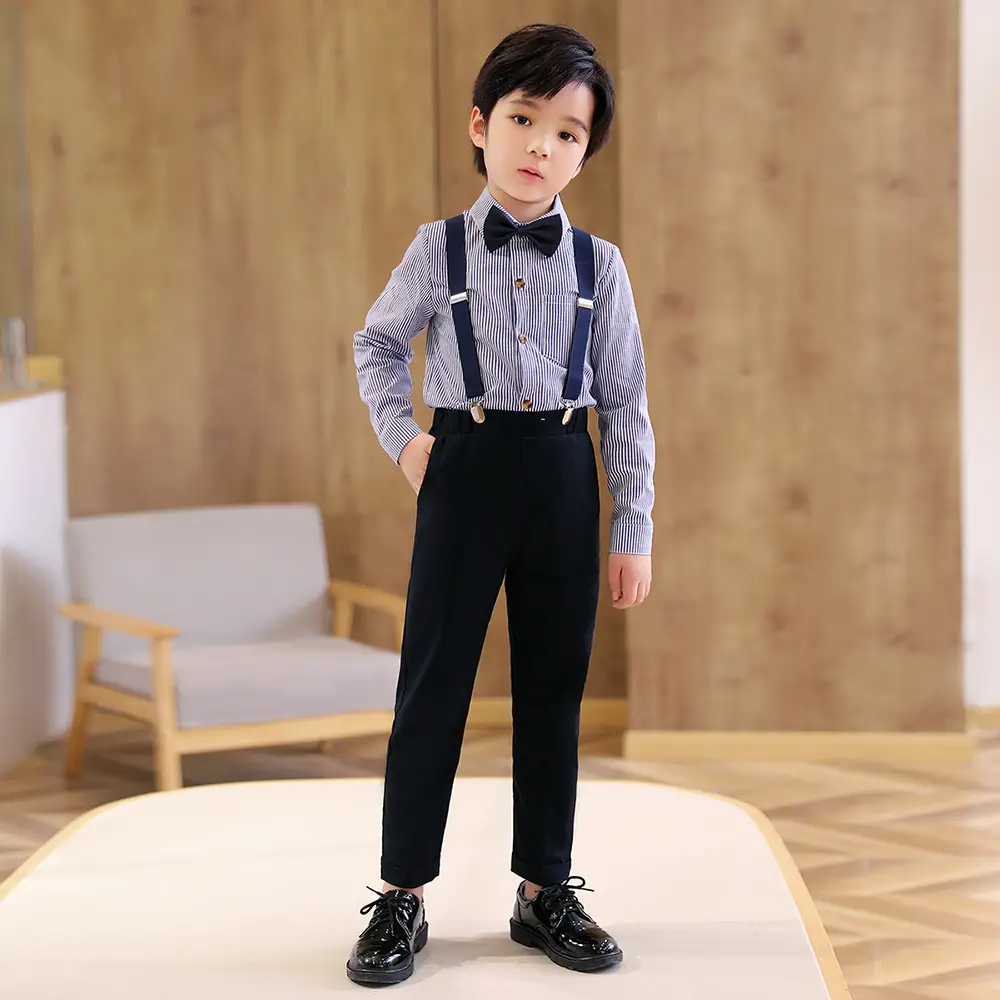 Boys Striped Two-Piece Dress Spring Summer College Style