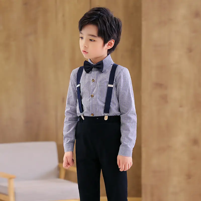Boys Striped Two-Piece Dress Spring Summer College Style