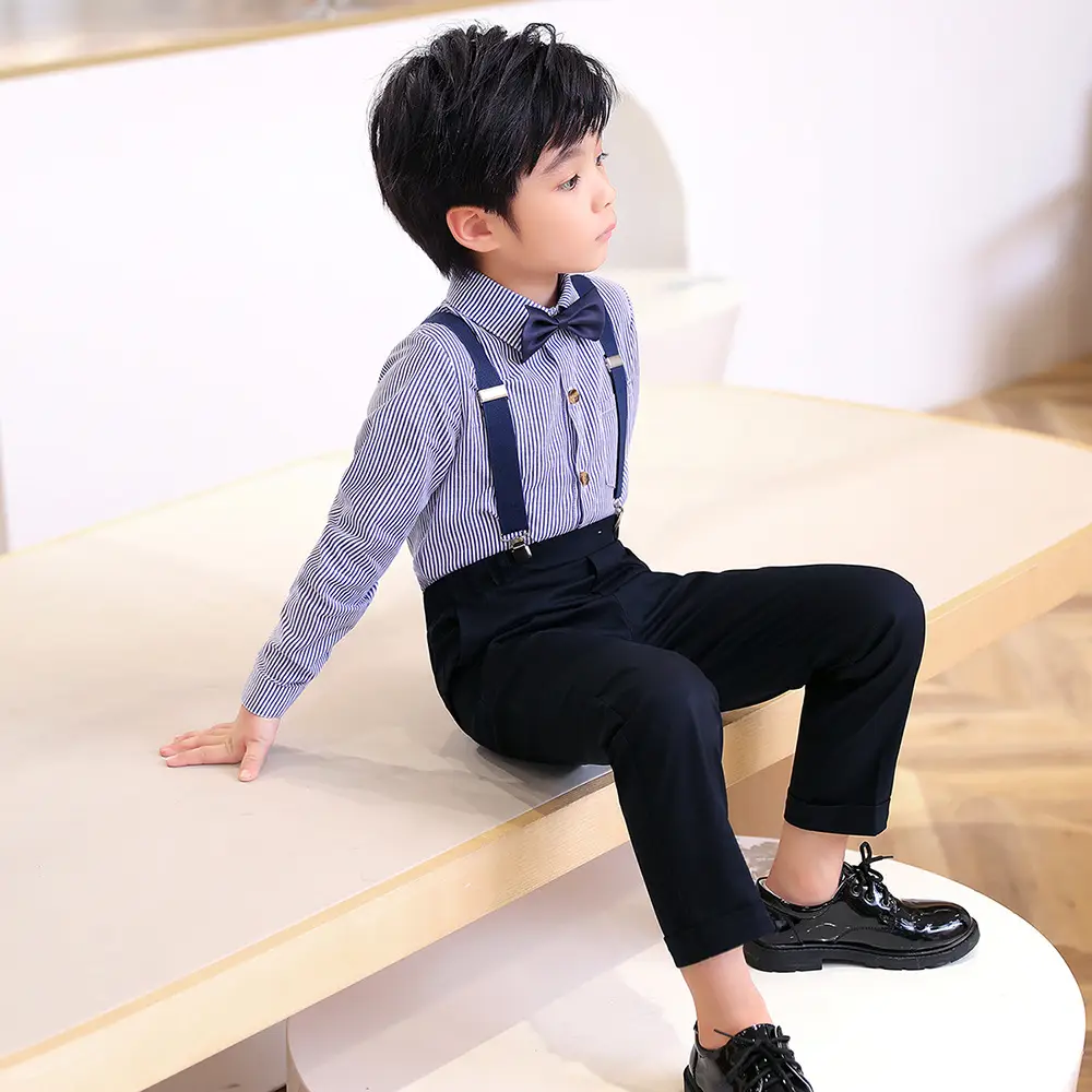 Boys Striped Two-Piece Dress Spring Summer College Style