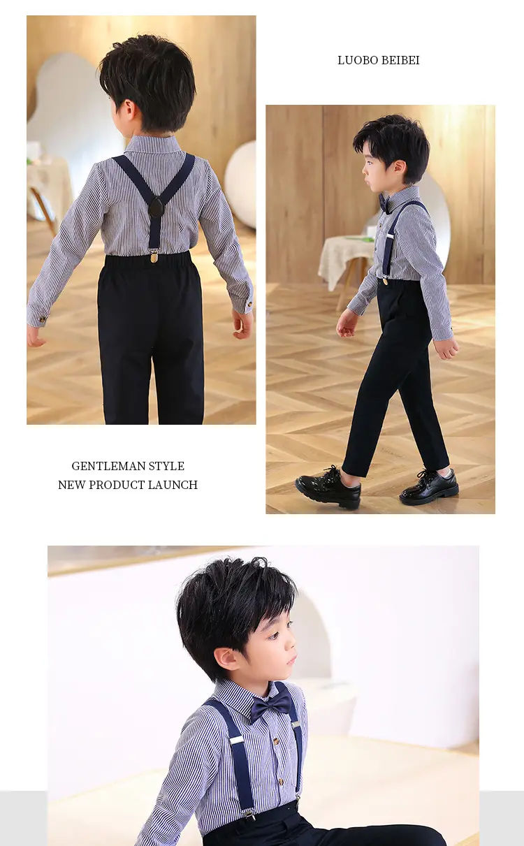 Boys Striped Two-Piece Dress Spring Summer College Style — feature 10