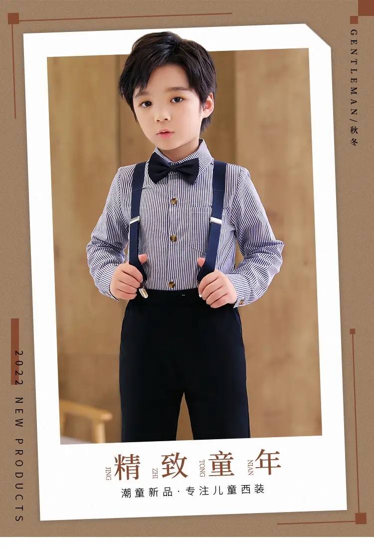 Boys Striped Two-Piece Dress Spring Summer College Style — feature 2