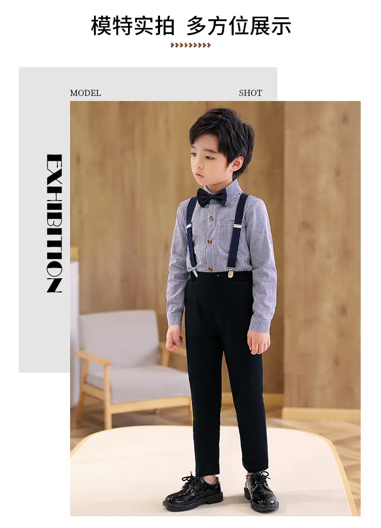 Boys Striped Two-Piece Dress Spring Summer College Style — feature 9
