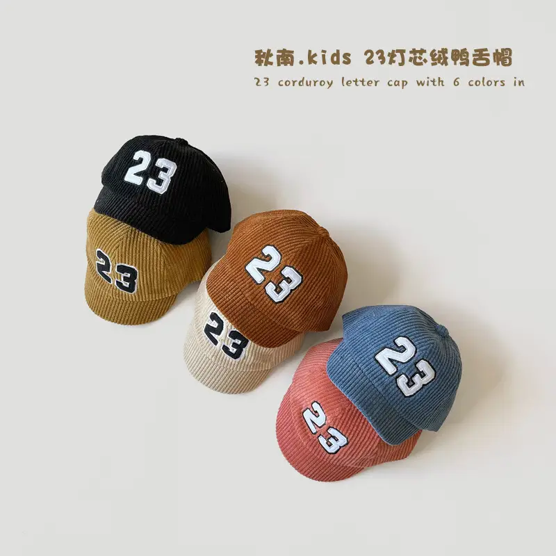Tide Corduroy Boys Girls Cap Blue Black - Image 2