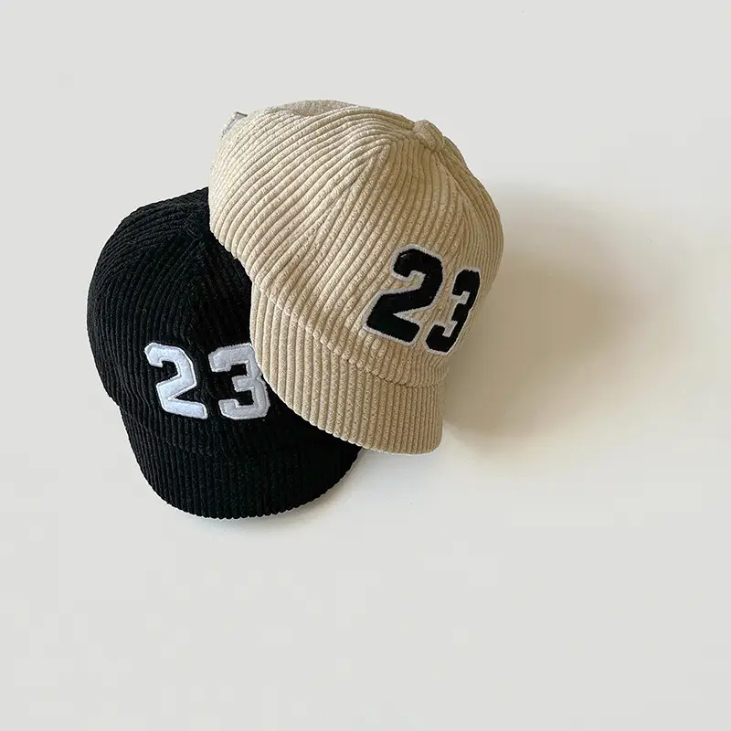 Tide Corduroy Boys Girls Cap Blue Black - Image 4
