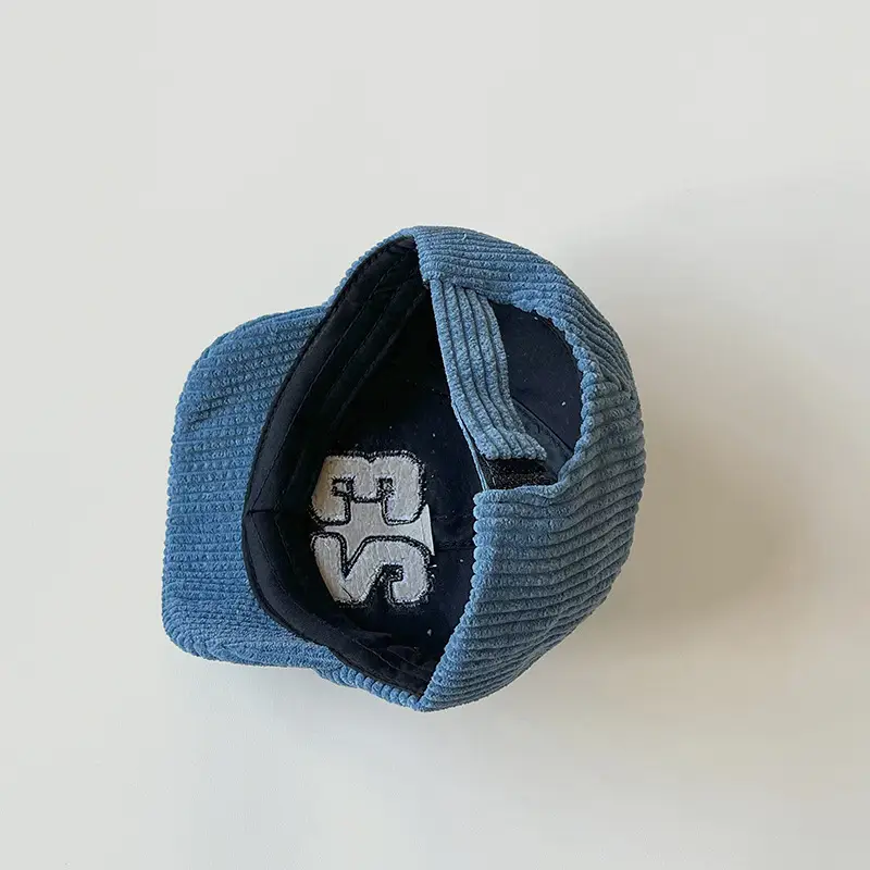 Tide Corduroy Boys Girls Cap Blue Black - Image 5