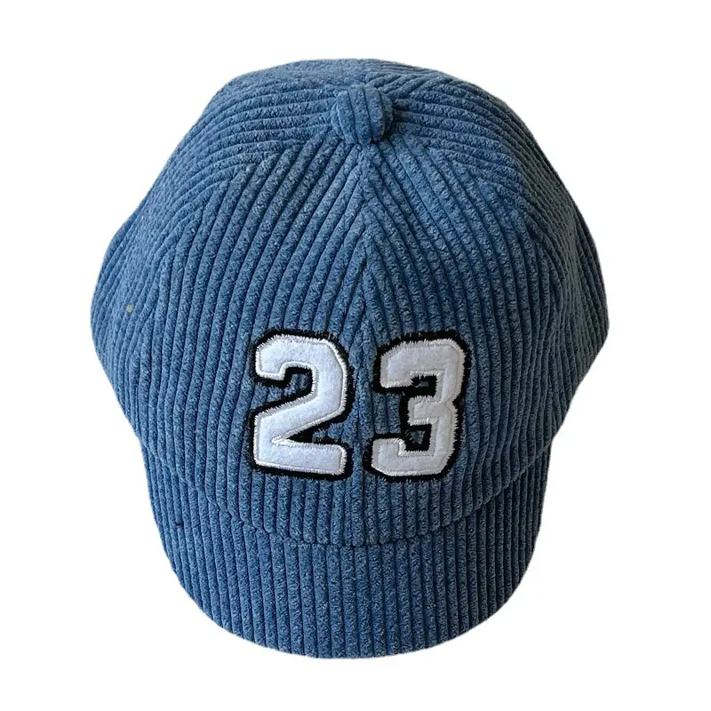 Tide Corduroy Boys Girls Cap Blue Black - Image 6