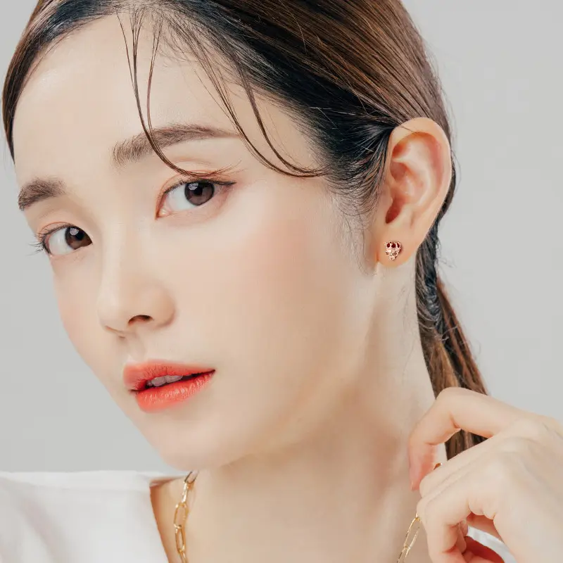 Korean Style Skull Head Zircon Earrings for Women - Image 5