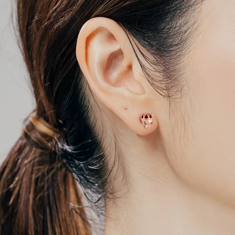 Korean Style Skull Head Zircon Earrings for Women - Image 6