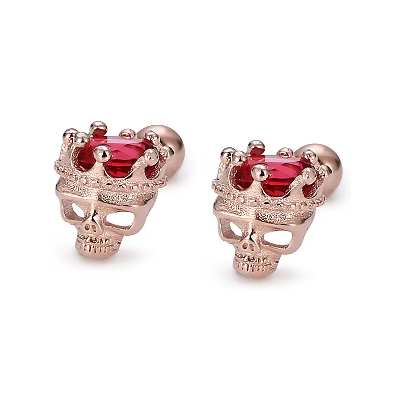 Korean Style Skull Head Zircon Earrings for Women - Image 2