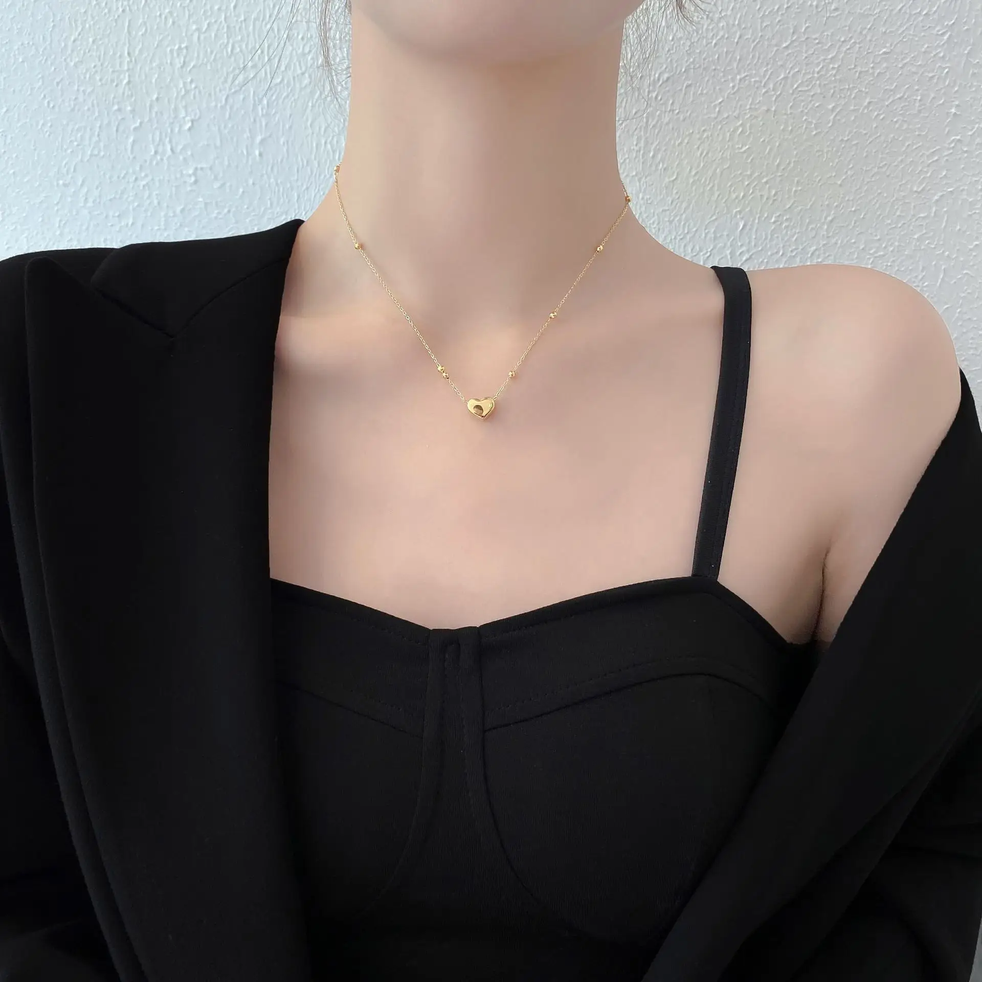 Titanium Steel Love Tassel Necklace for Women