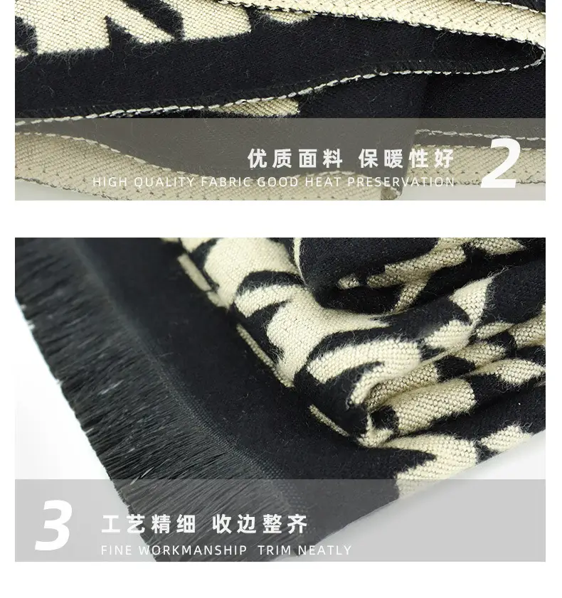 Men's Houndstooth Cashmere Neck Warmer Black White — feature 12