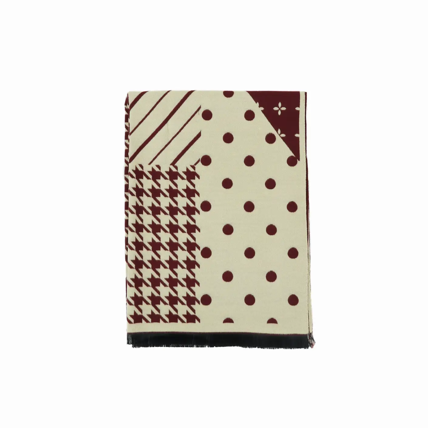 Men's Houndstooth Cashmere Neck Warmer Black White - Image 2