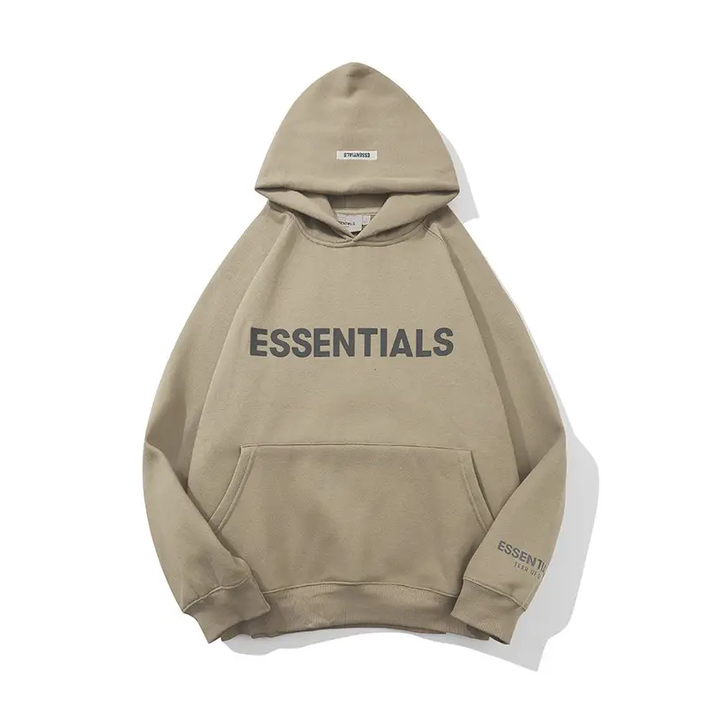 Essentials Black Hooded Sweatshirt with 3D Letter Chest Logo