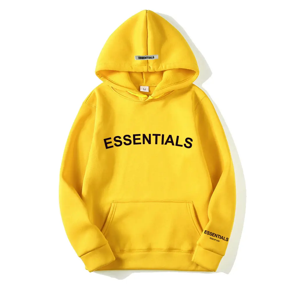 Essentials Black Hooded Sweatshirt with 3D Letter Chest Logo